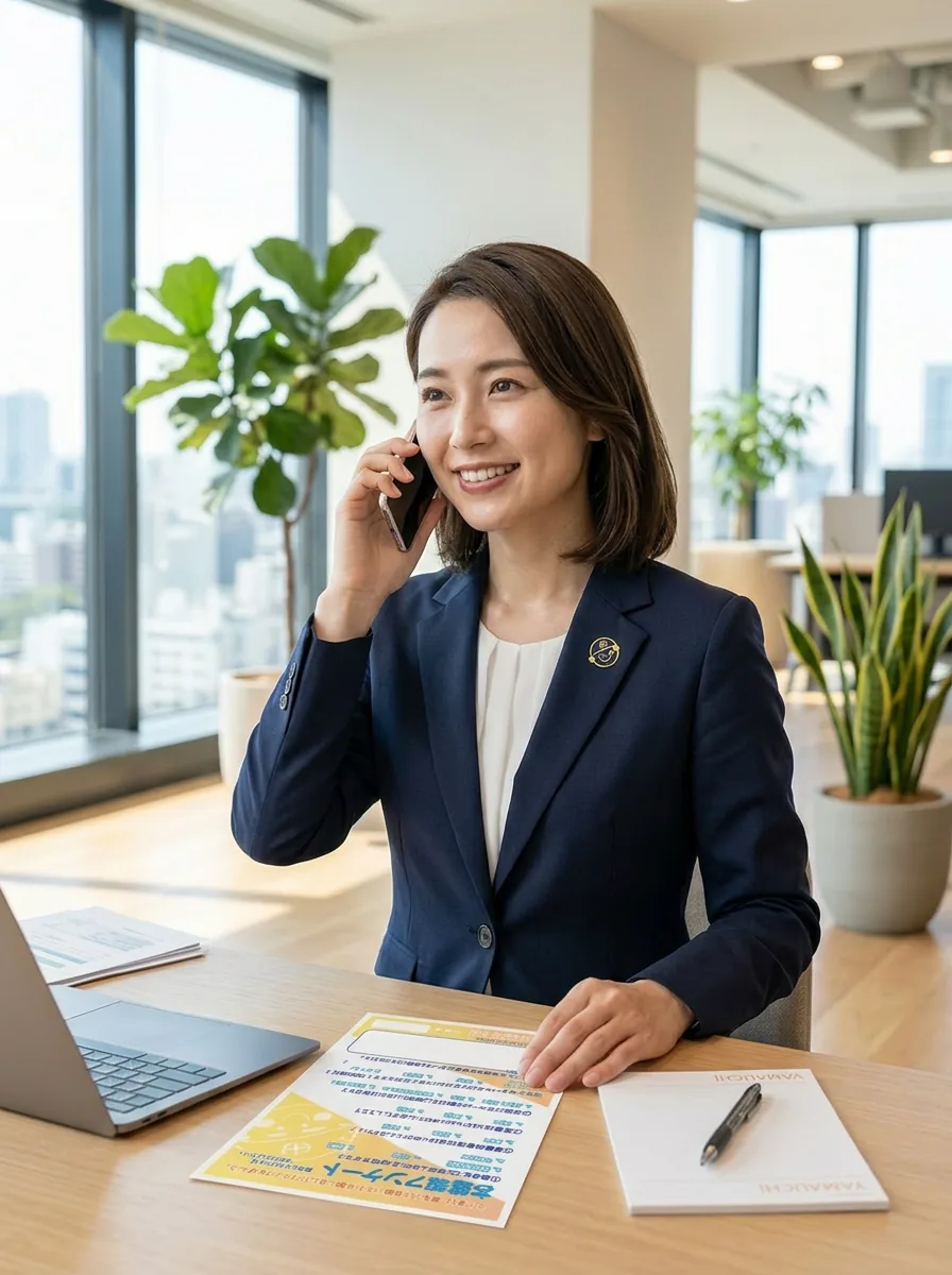 電話対応するスタッフ
